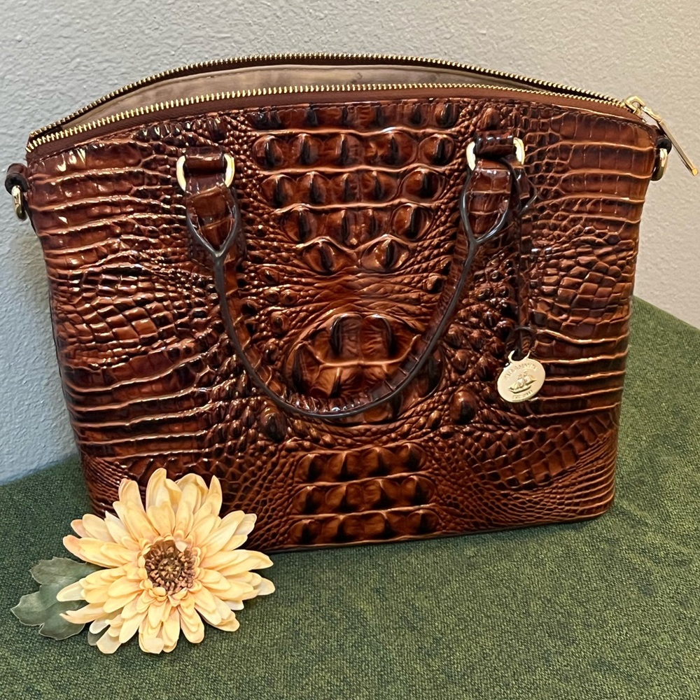 Brahmin Pecan Brown Embossed Duxbury Satchel